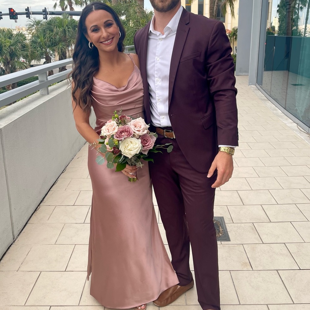 Rose quartz Sky Satin Revelry Bridesmaid Dress